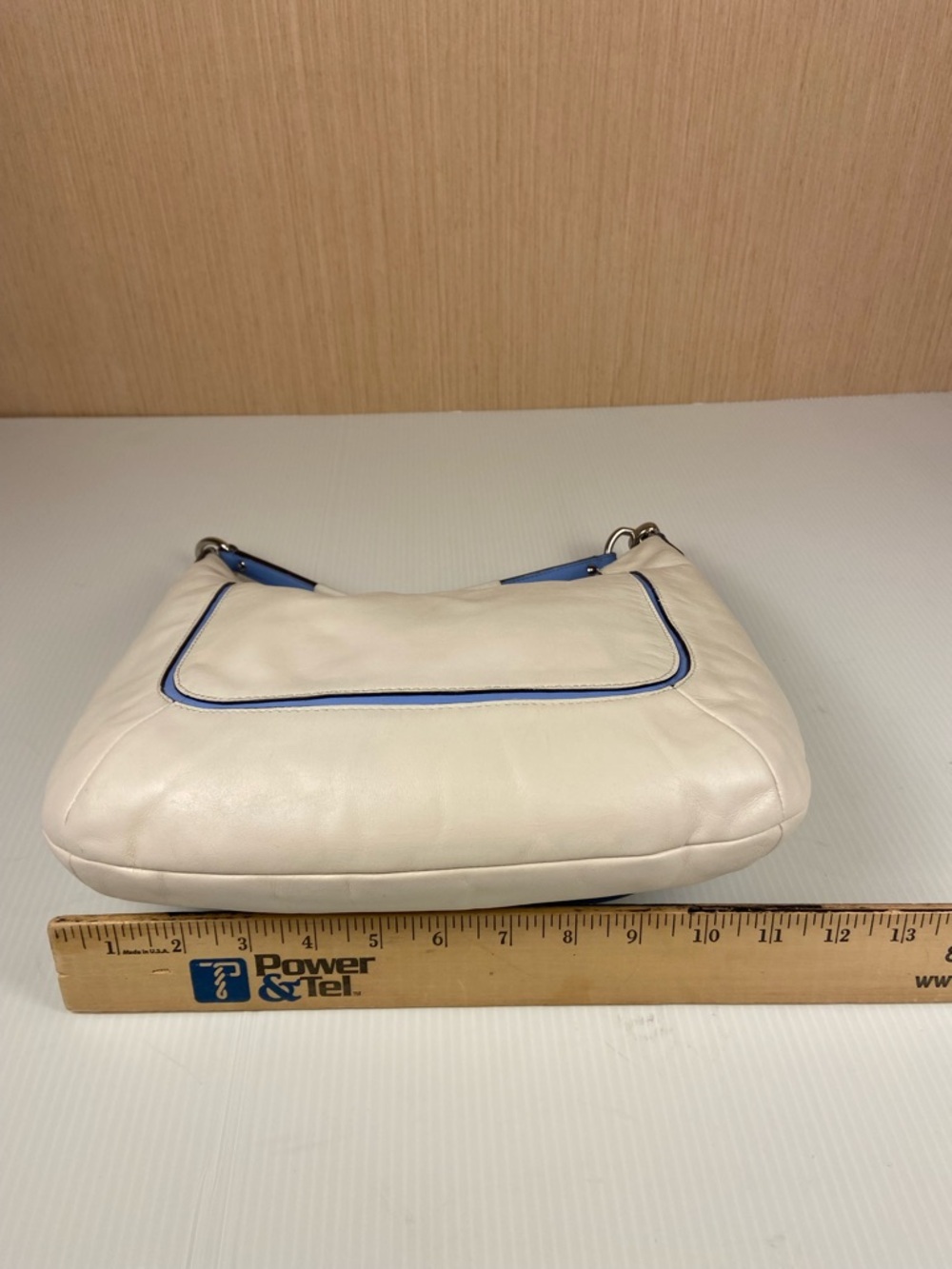 Coach Kristin Leather Flap Hobo Blue Ivory Colorblock Shoulder Bag F22509 Y2K - Picture 6 of 13